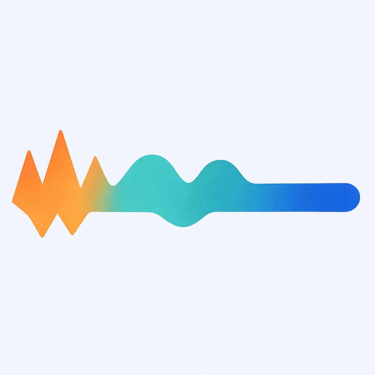 Abstract illustration of a band that begins as a sharp zigzag and smooths into a gentle wave and then a calm straight line.