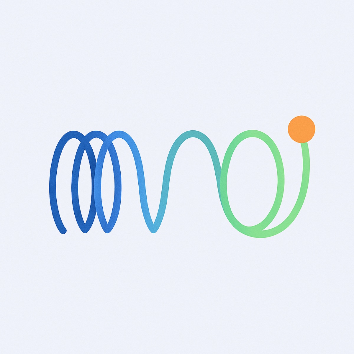 Abstract illustration of a spiral wound tight at one end that gradually opens into wide, loose curves.